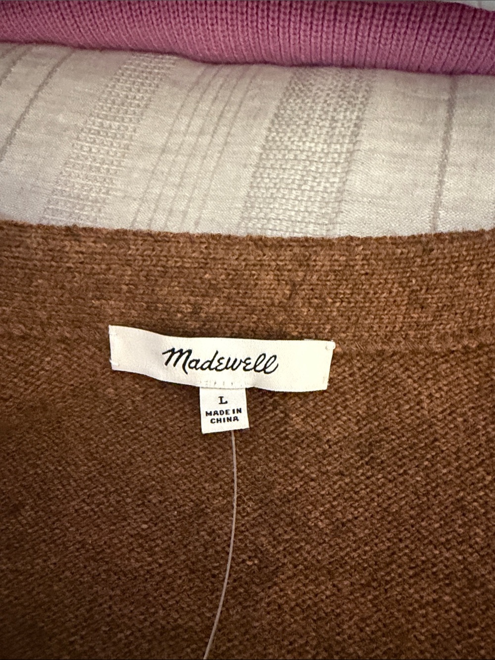 Madewell Chestnut Brown V-Neck Button Cardigan - Picture 4 of 6